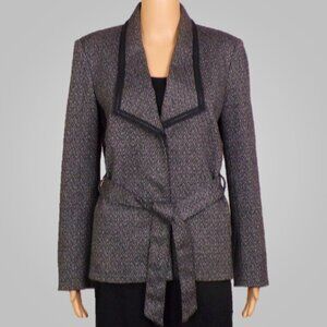 TAHARI ARTHUR S. LEVINE size 10P black/gray herringbone-tweed blazer dry clean
